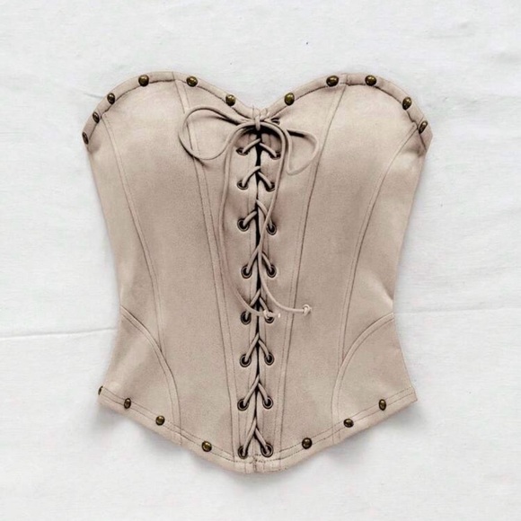Nespresso Other - Nespresso Beige Corset Top with Bronze Accents